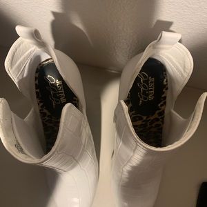 White booties, block heel